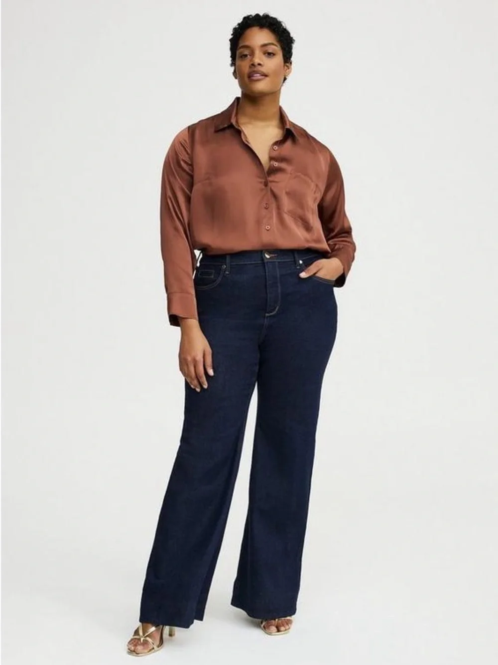 torrid Satin Relaxed Button-Up Shirt size large - Picture 5 of 9